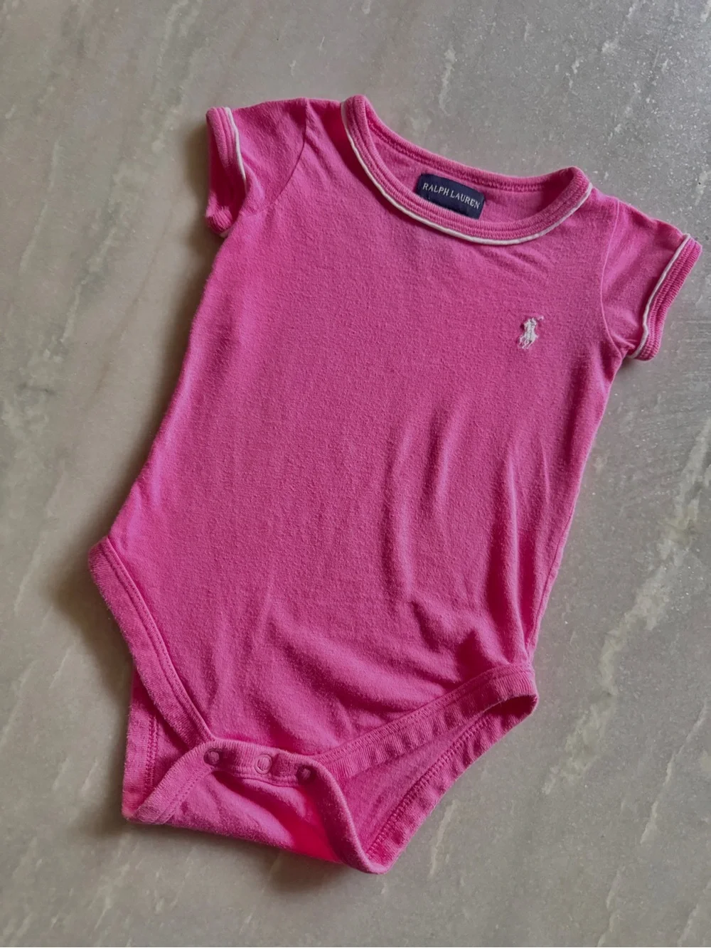Vintage Ralph Lauren Pink Baby Onesie - Polo Logo